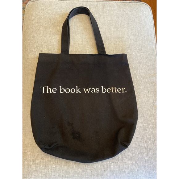 BARNES & NOBLE Black Canvas Book Market Bag- THE BOOK WAS BETTER- - Picture 1 of 7